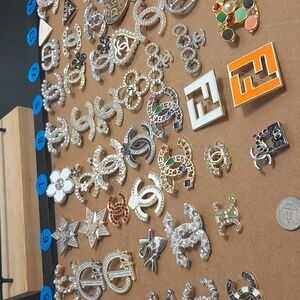 Stamped brooches and earrings